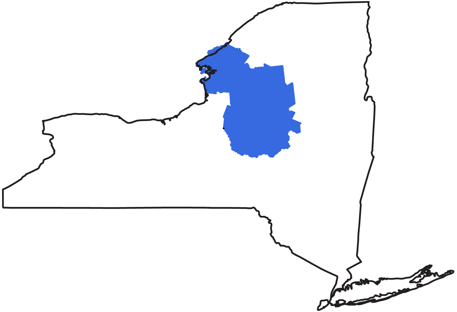 New York State map highlighting the Central region