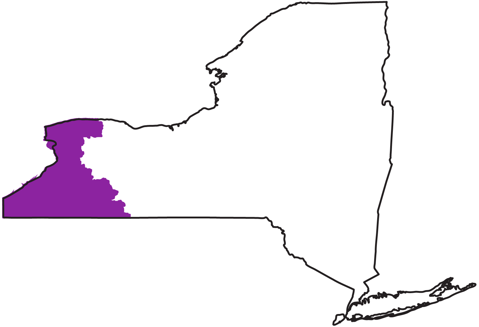 New York State map highlighting the West region